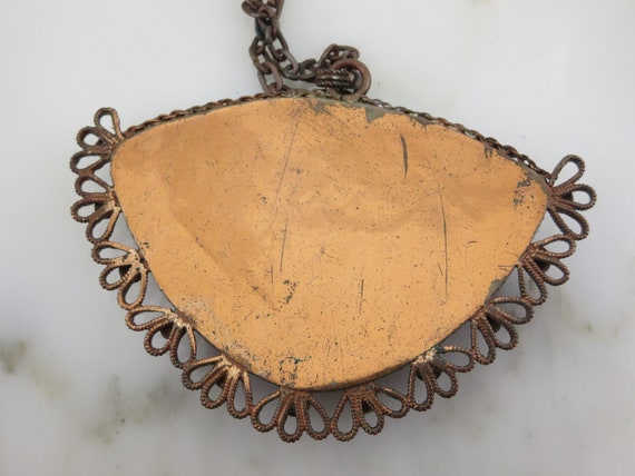 Mid Century Copper Necklace -  Faux Opal Art Glass - image 3