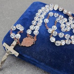 Vintage Clear Glass Rosary - Faceted Beads Italy