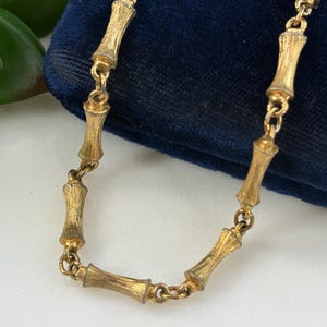 Gold Bamboo Necklace - Long Gold Tone Chain Costume Jewelry