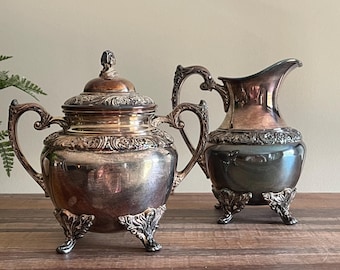 Silver Plated Creamer and Sugar Bowl - Rogers Bros 1847 'Heritage'