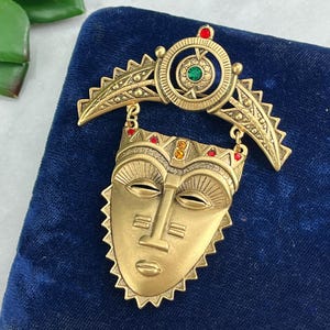 Vintage Brooch - Tribal Mask - Avon Book Piece