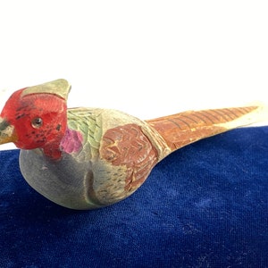 Carved Wood Letter Opener - Painted Pheasant Bird, Vintage Desk Accessory