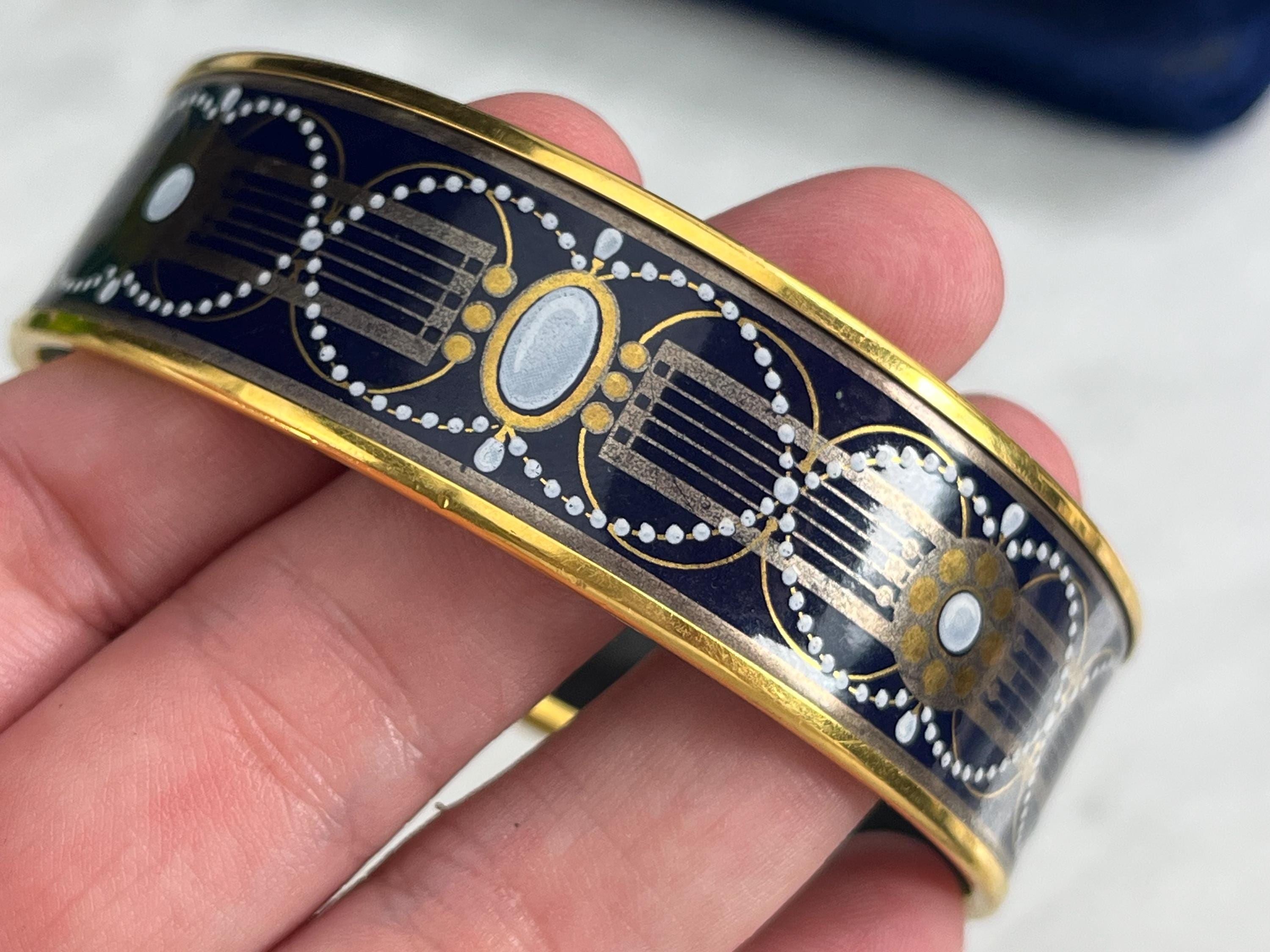 Wide Enamel Bangle Bracelet - Michaela Frey, Dark Blue and