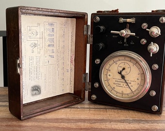 Antique Westinghouse Portable Watthour Meter - Single Phase, Wood Case Steampunk Prop