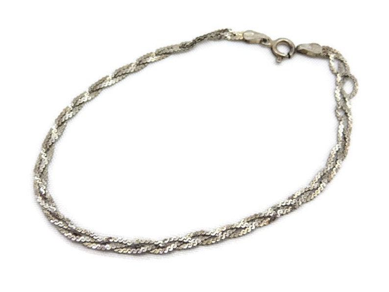 Sterling Silver Bracelet Braided Chain | Etsy