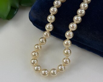 Vintage Faux Pearl Necklace - Sterling Silver Clasp with Pearl Accent