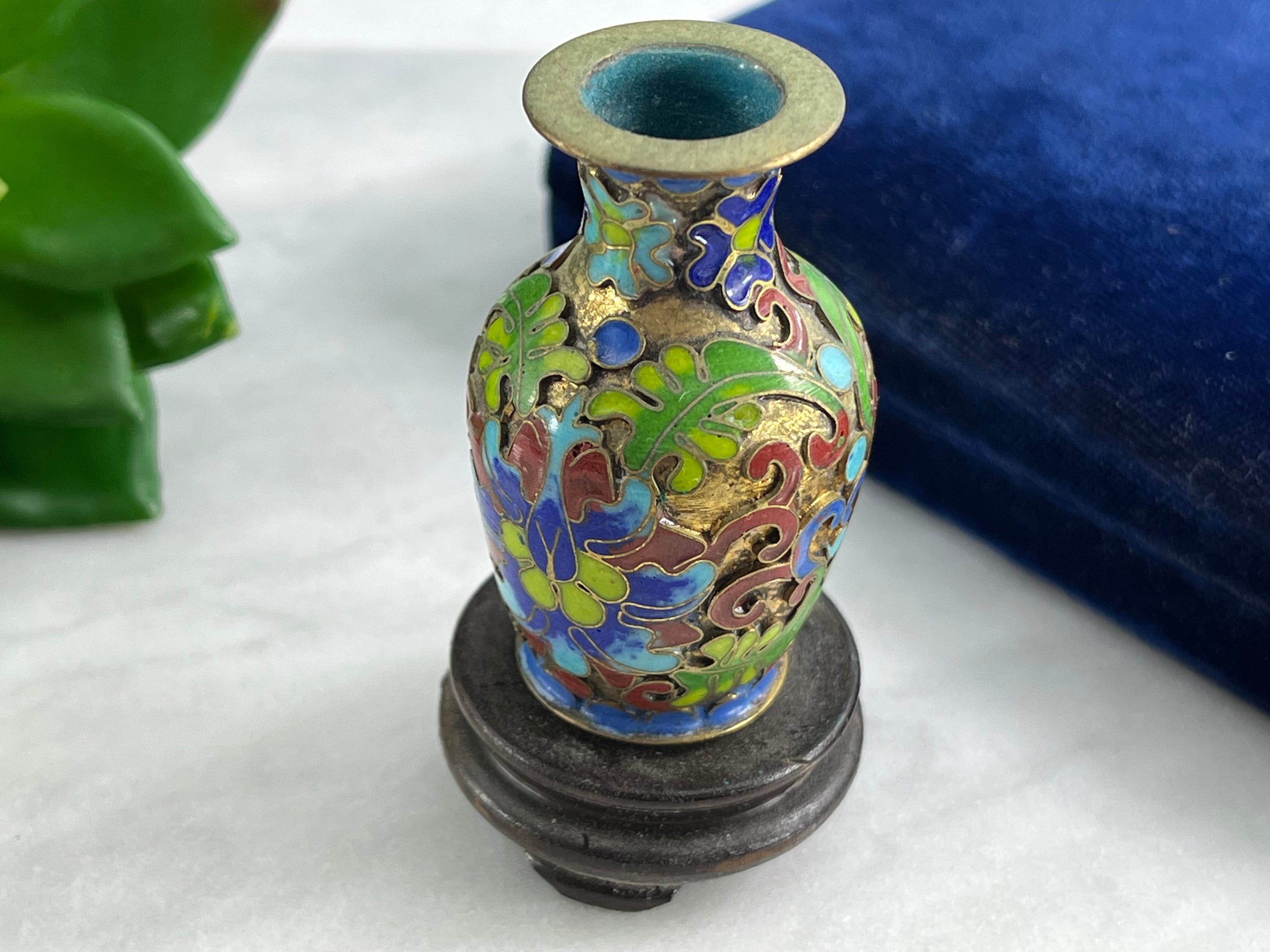 Miniature Cloisonne Vase Chinese Champleve Enamel Etsy
