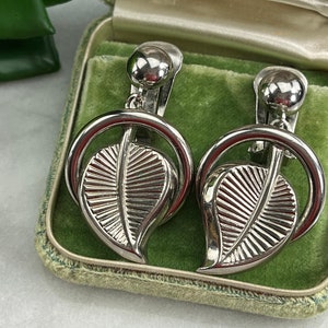 Marvella Costume Jewelry Earrings - Silver Tone Leaves, Clip Dangles, Costume Jewelry Earrings for Women