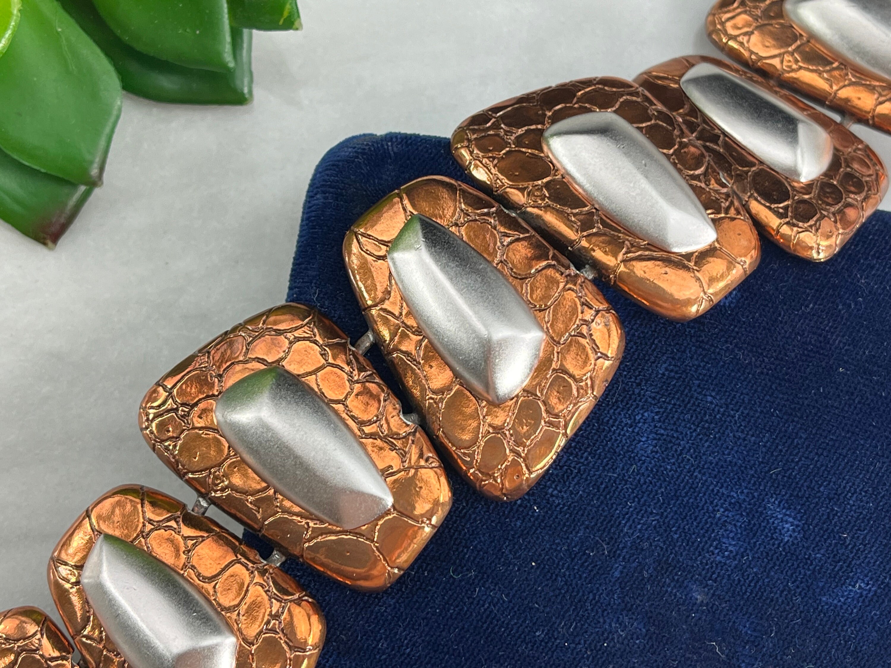 Monet Wide Copper and Silver Tone Bracelet - Costume Jewelry Monet Wide Copper and Silver Tone Bracelet - Costume Jewelry