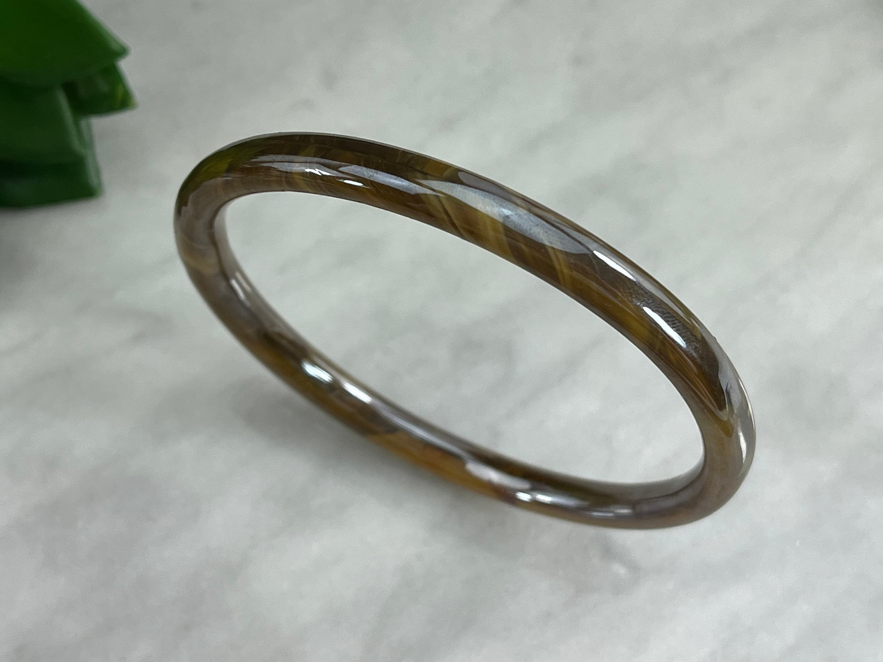 Art Glass Bangle Bracelet - Vintage Jewelry Marbled