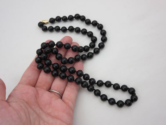 Vintage Black Onyx Necklace - 14k Gold Clasp Bead… - image 9