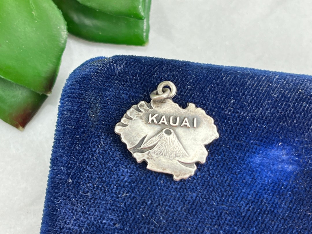 Sterling Silver Kauai Hawaii Souvenir Charm Map Travel Etsy
