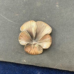 Sterling Silver Flower Brooch - Pansy, Hand Wrought, Artist Stuart Nye, Studio Made, Silver Jewelry on Original Card