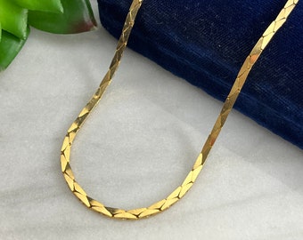 Gold Cobra Chain Necklace Vintage 