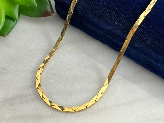 Gold Cobra Chain Necklace Vintage 