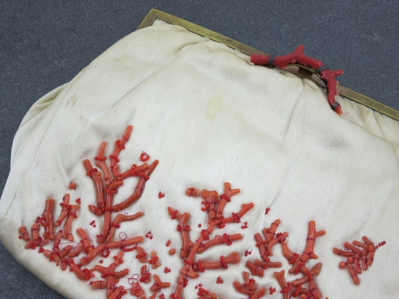 Vintage Coral Adorned Purse - AS IS, Genuine Bran… - image 1