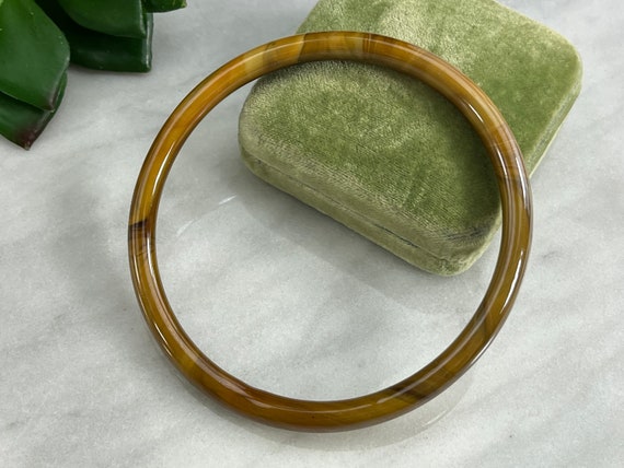 Art Glass Bangle Bracelet - Vintage Jewelry Marbl… - image 6