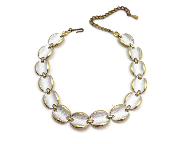 Costume Jewelry Necklace Silver and Gold Tone Textured Etsy