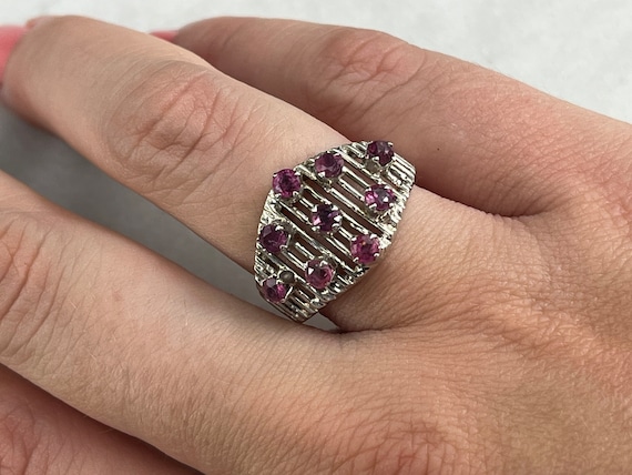 Ruby Statement Ring - Genuine Natural Rubies, Ste… - image 2