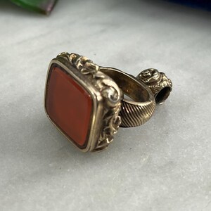 Antique Watch Fob - Victorian Gold Plated with Agate Stone