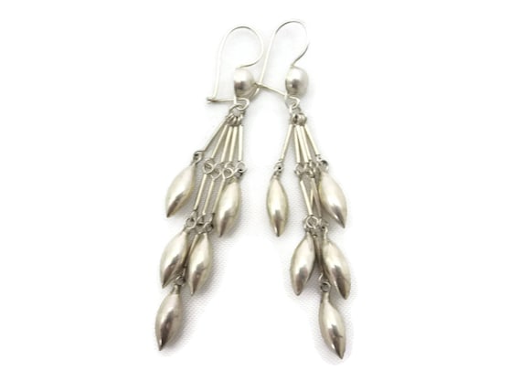 Silver Earrings - Long Dangles, Boho Jewelry Vint… - image 3