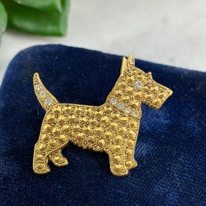Rhinestone Dog Brooch - Scottie or Westie Terrier 1928 Costume Jewelry