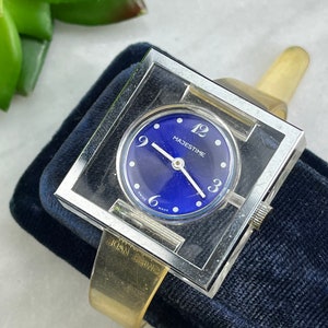 Womens Majestime Manual Wind Silver Cuff Watch Vintage Style Classic Runs Womens Majestime Manual Wind Silver Cuff Watch Vintage Style  main image 4