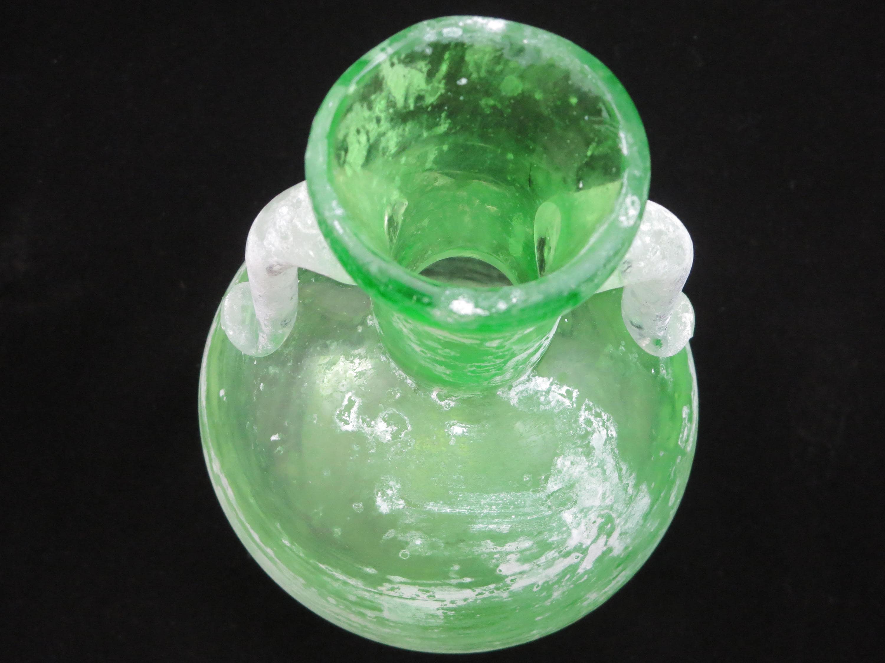 Vintage Murano Glass Vase Scavo, Zane Green Venetian Art Glass - Etsy