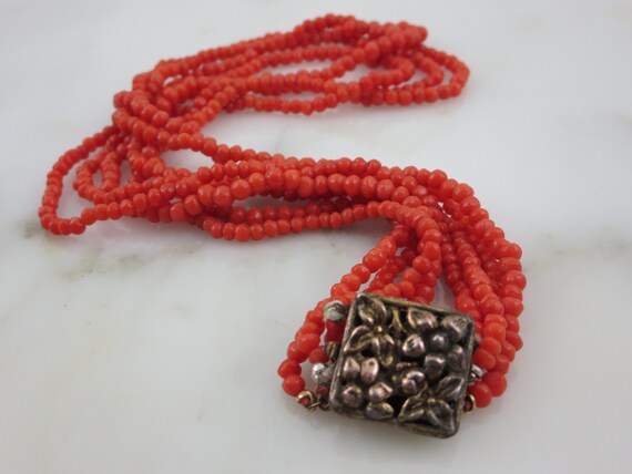 Red Coral Necklace Multi Strand Red Coral Beaded Jewelry Etsy