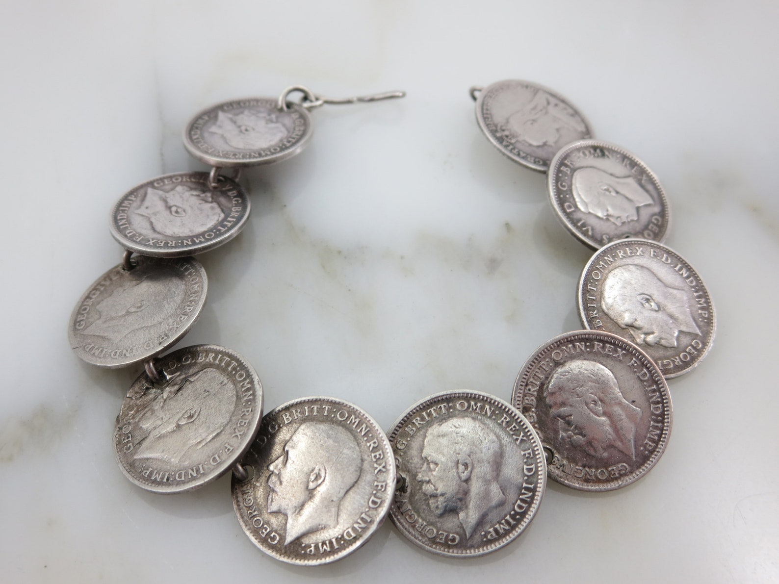 Vintage British Coin Bracelet Silver Travel Souvenir | Etsy