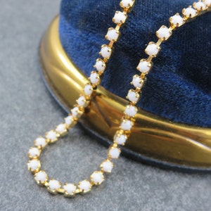 White Rhinestone Bracelet - Costume Jewelry Skinny Single Strand Bracelets for Women, White and Gold Tone