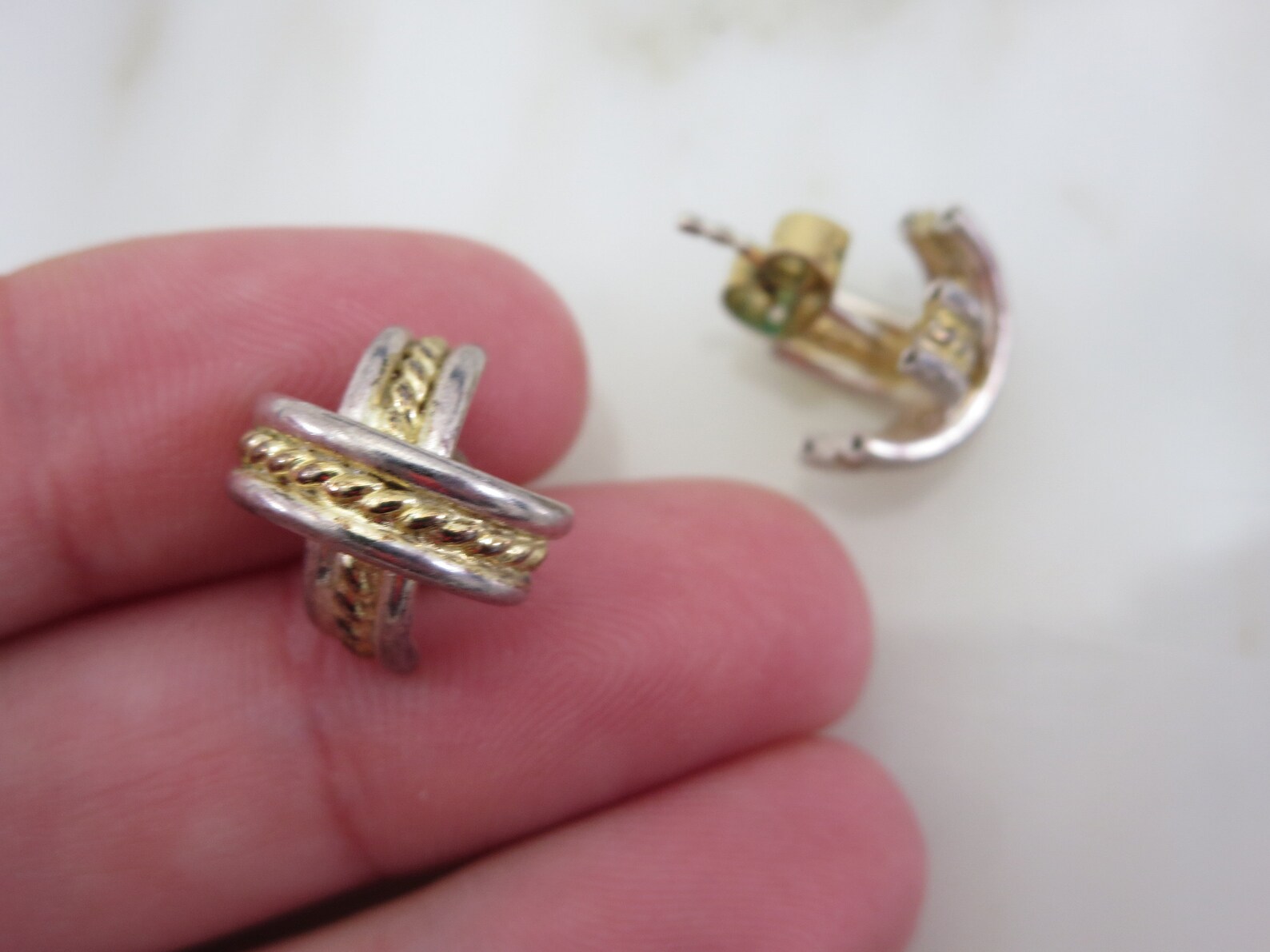 Silver and Gold X Earrings Sterling Silver Pierced X Kisses Etsy