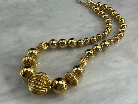 Gold Bead Necklace - Vintage Napier Costume Jewel… - image 2