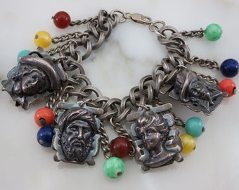 Vintage Napier Charm Bracelet - Puffy Chunky Charms, Costume Jewelry Bracelets for Women AS IS