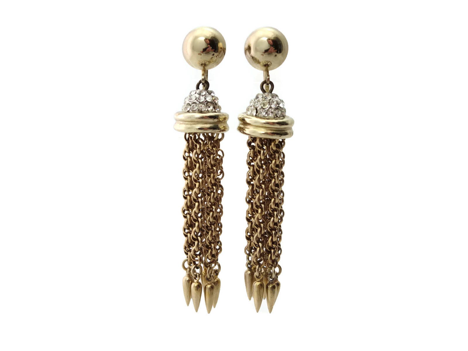 Tassel Earrings Vintage Costume Jewelry Coro Rhinestones | Etsy