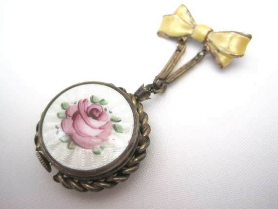 Vintage Guilloche Watch Brooch - 10kt Rolled Gold