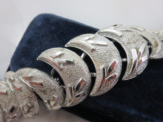 Silver Moon Bracelet - Vintage, Mid Mod Links Cor… - image 1