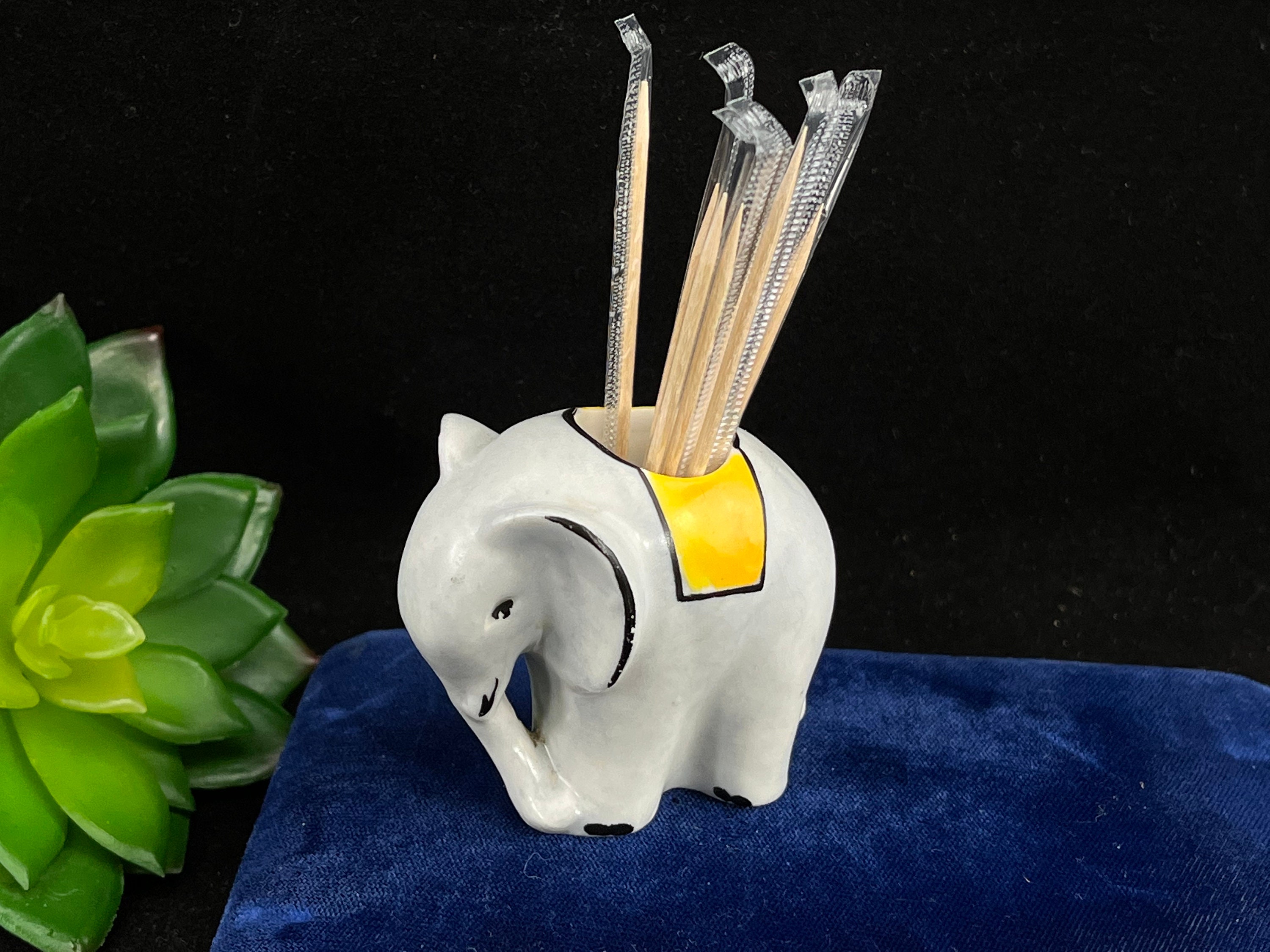 Porta stuzzicadenti in ceramica con elefante Simpatico animale in