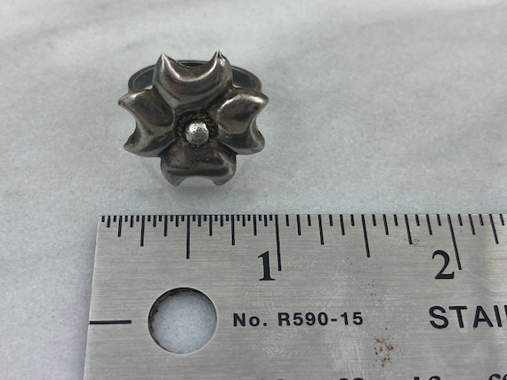 Sterling Statement Ring - Silver Flower Ring, Mex… - image 4