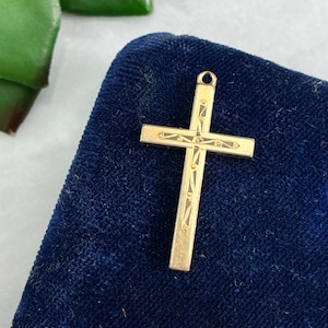 Etched Cross Pendant - 12k Gold Fill Religious Jewelry Necklaces for Women or Men