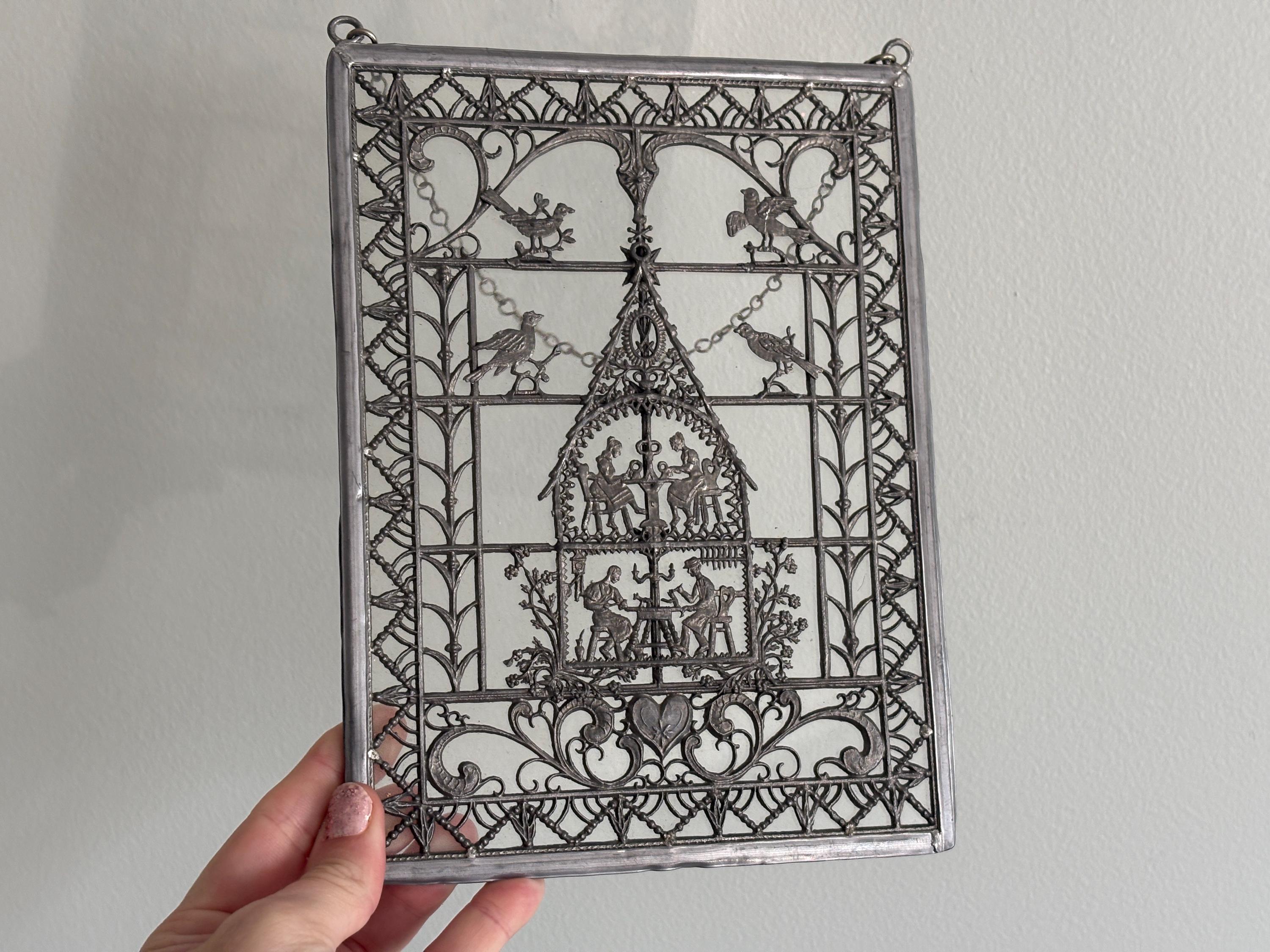 Vintage Babette Schweizer German Pewter Glass Wall Hanging Sun