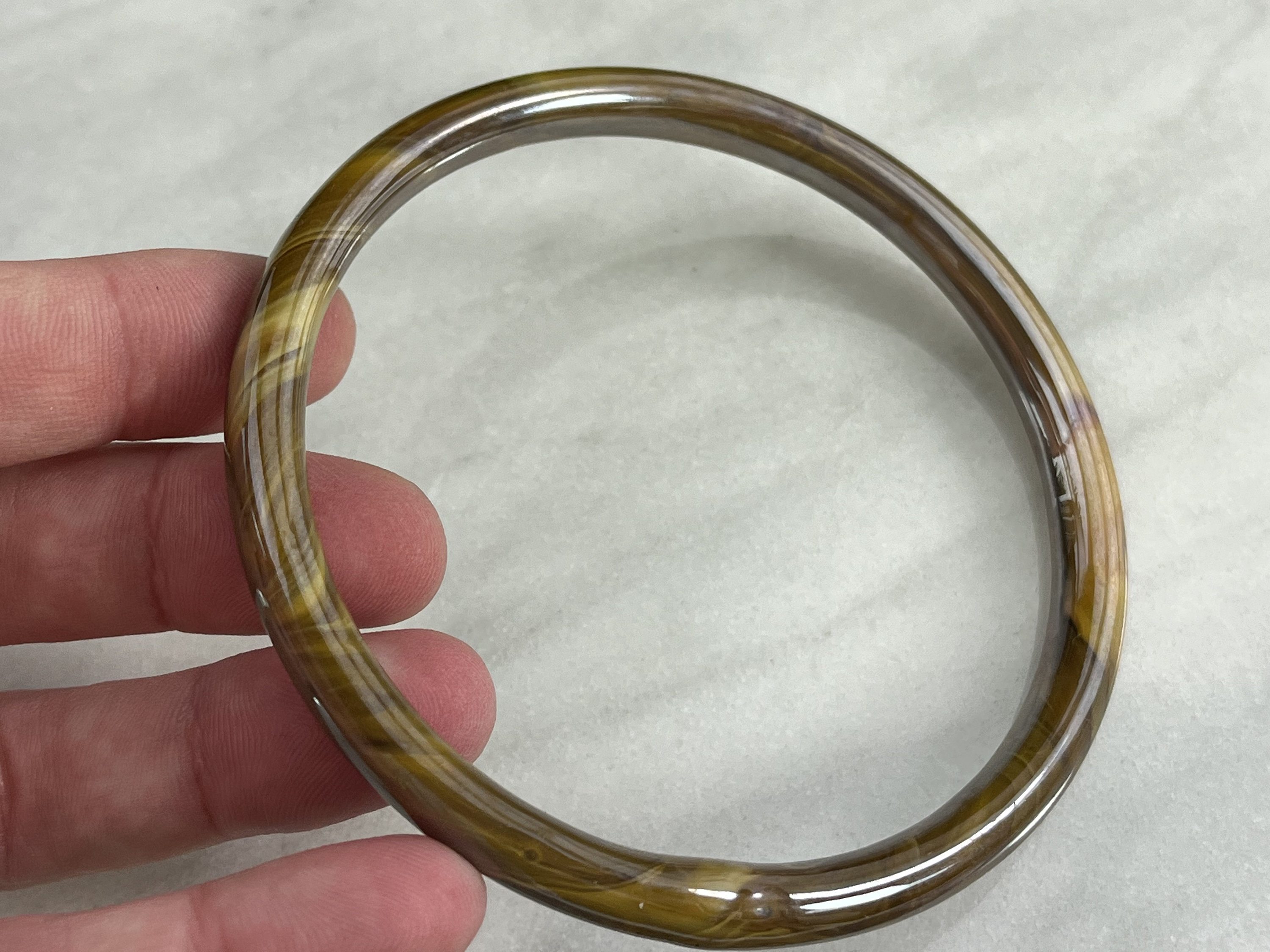 Art Glass Bangle Bracelet - Vintage Jewelry Marbled