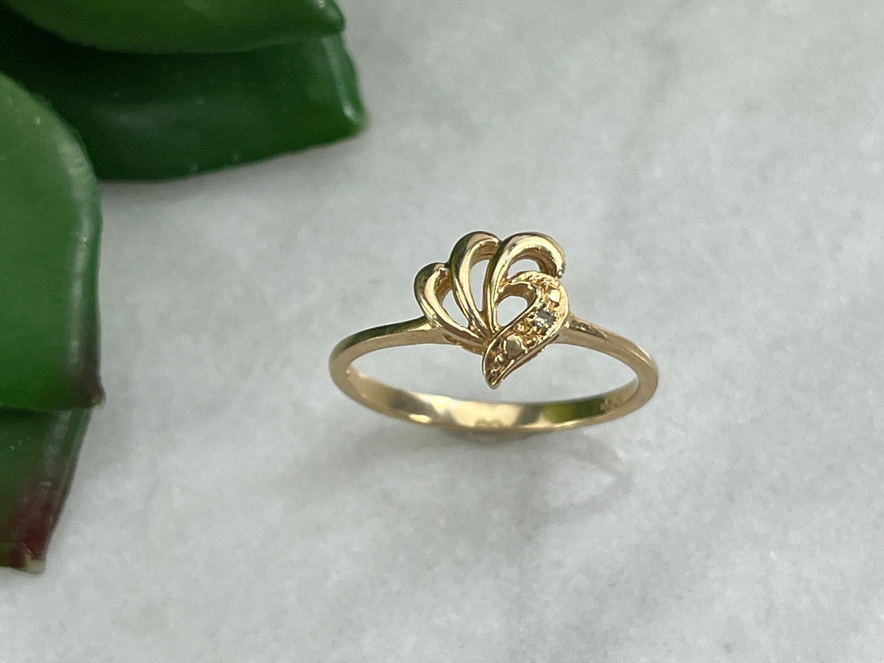10K Yellow Gold Split Shank Heart Nugget Ring | eBay