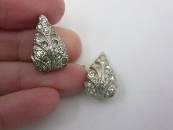 Boucles D'oreilles Vintage Clip Dorées Strass - Design Feuille, Occasion élégante