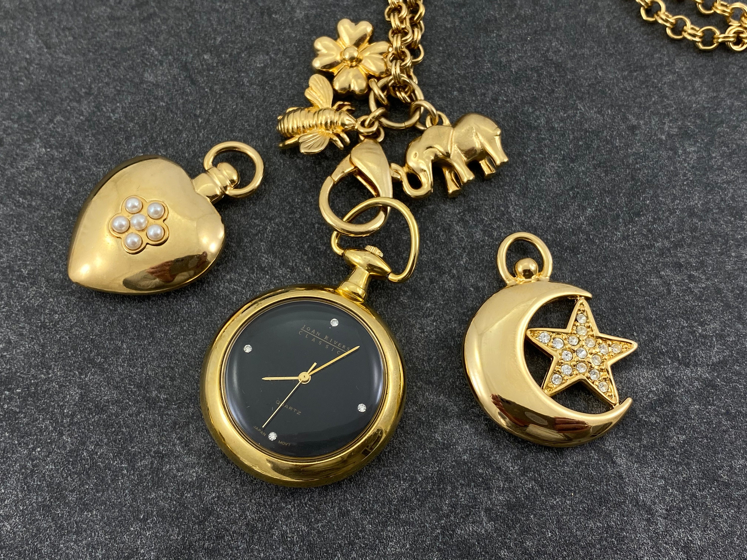 Collar de reloj Joan Rivers vintage con dijes intercambiables - Etsy