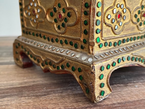 Vintage Burmese Wooden Trinket Box - Jewelry Box,… - image 5