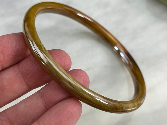 Art Glass Bangle Bracelet - Vintage Jewelry Marbl… - image 4