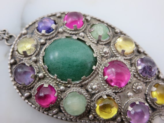 Indian Paisley Gemstone Pendant - Silver, Rubies,… - image 3
