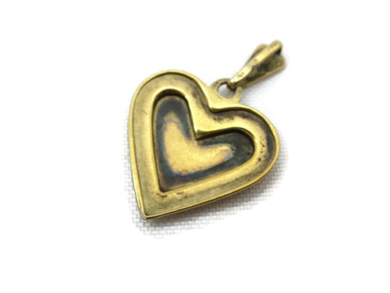 Vermeil Heart Pendant - Gold over Silver Heart - image 3