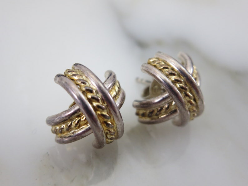 Silver and Gold X Earrings Sterling Silver Pierced X Kisses Etsy